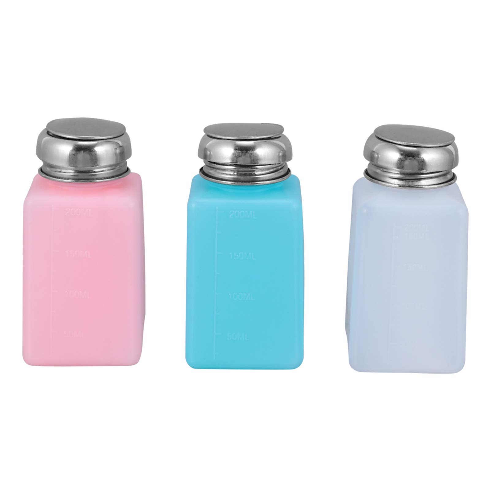 OSALADI 3Pcs 200ml Makeup Remover Bottles Refillable Liquid Push Down Pump Dispenser Empty Push Down Bottle for Nail Polish Remover