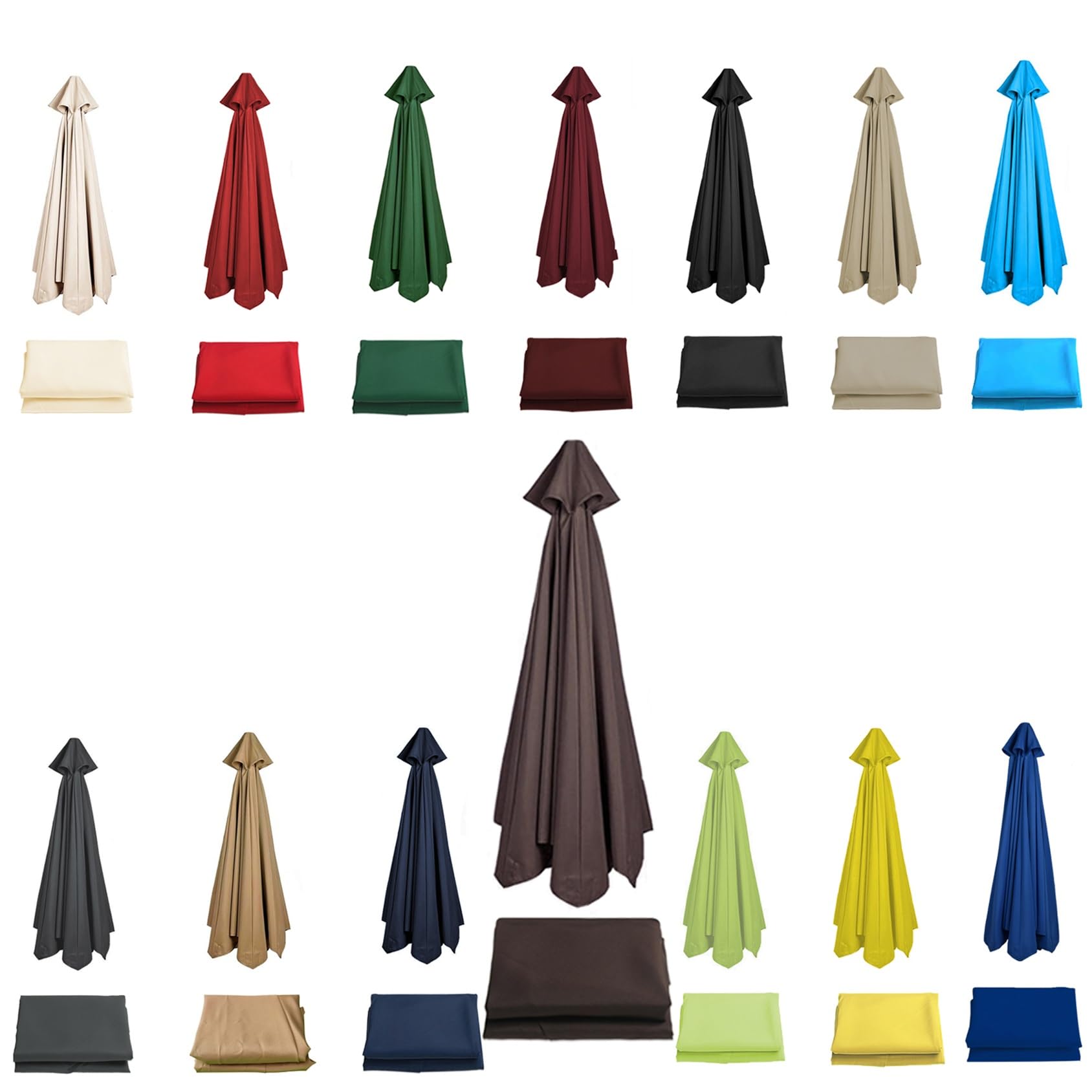 Sun Umbrella Replacement Cloth Parasol Umbrella Replacement Canopy Cover 6 Arms 8 Arms Replacement Parasol Fabric Canopy For Standard & Cantilever Parasols 200cm/270cm/300cm(Color:Brown,Size:2.7 m-6 A