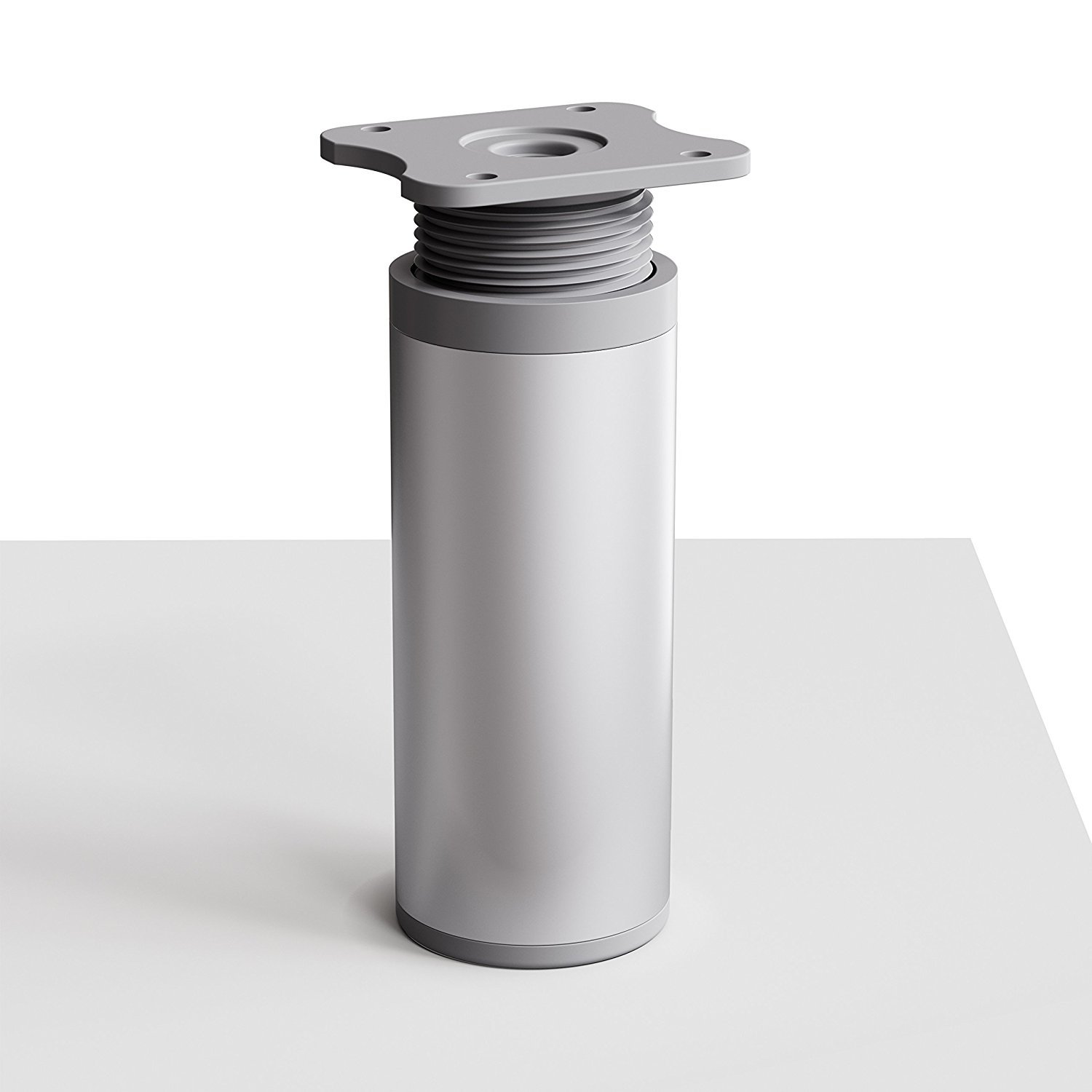 sossai® MFR1 Designer Furniture Feet Height Adjustable Set of 8 Round Profile Diameter 40 mm Colour: Aluminium Height: 80 mm (+20 mm) Wood Screws Included - Image 2