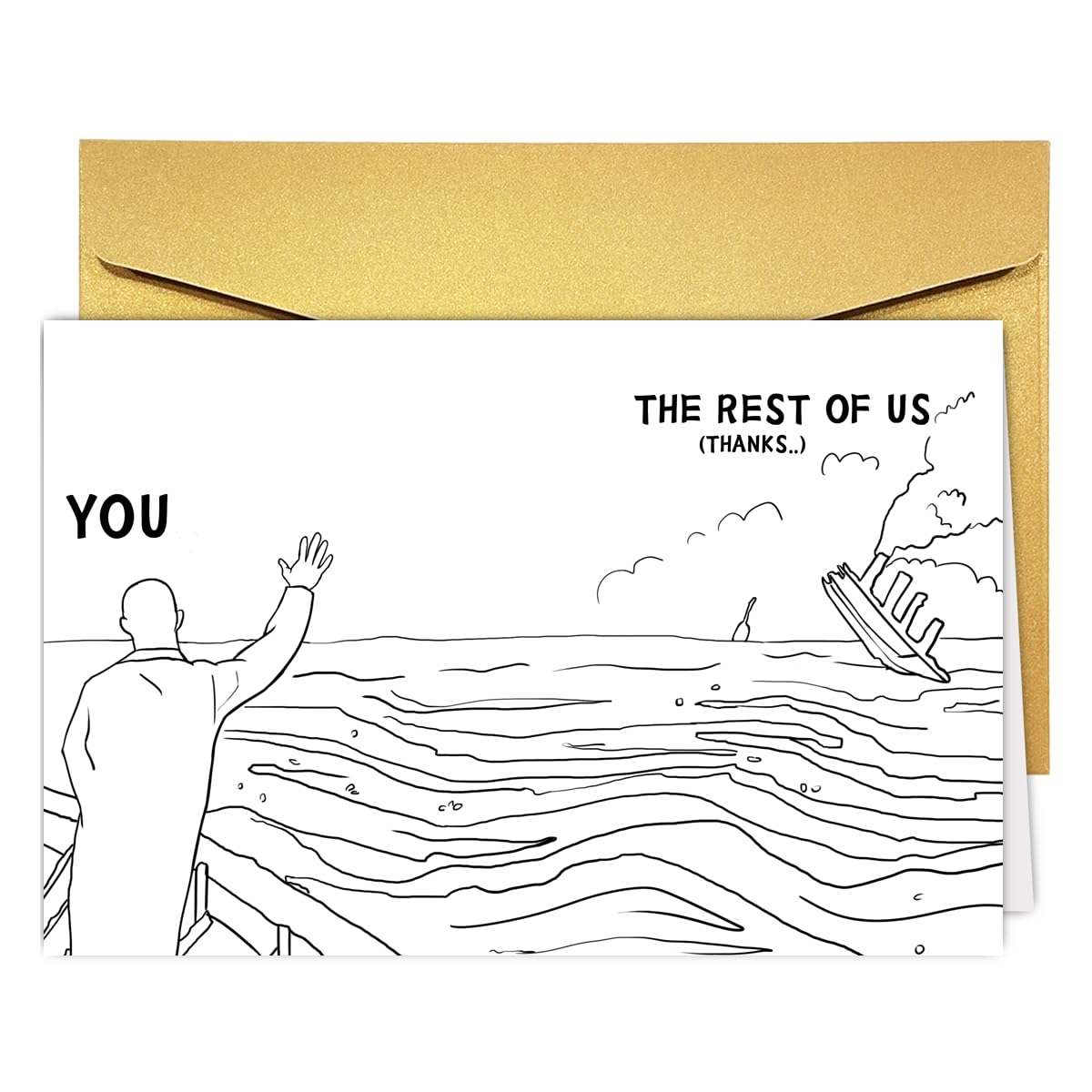 UUEFKTN Funny Sinking Ship Card for Farewell, Leaving, New Job, Goodluck, Goodbye, Retirement, Miss you, Coworker, Friend, Women, Men. 2026 Graduation