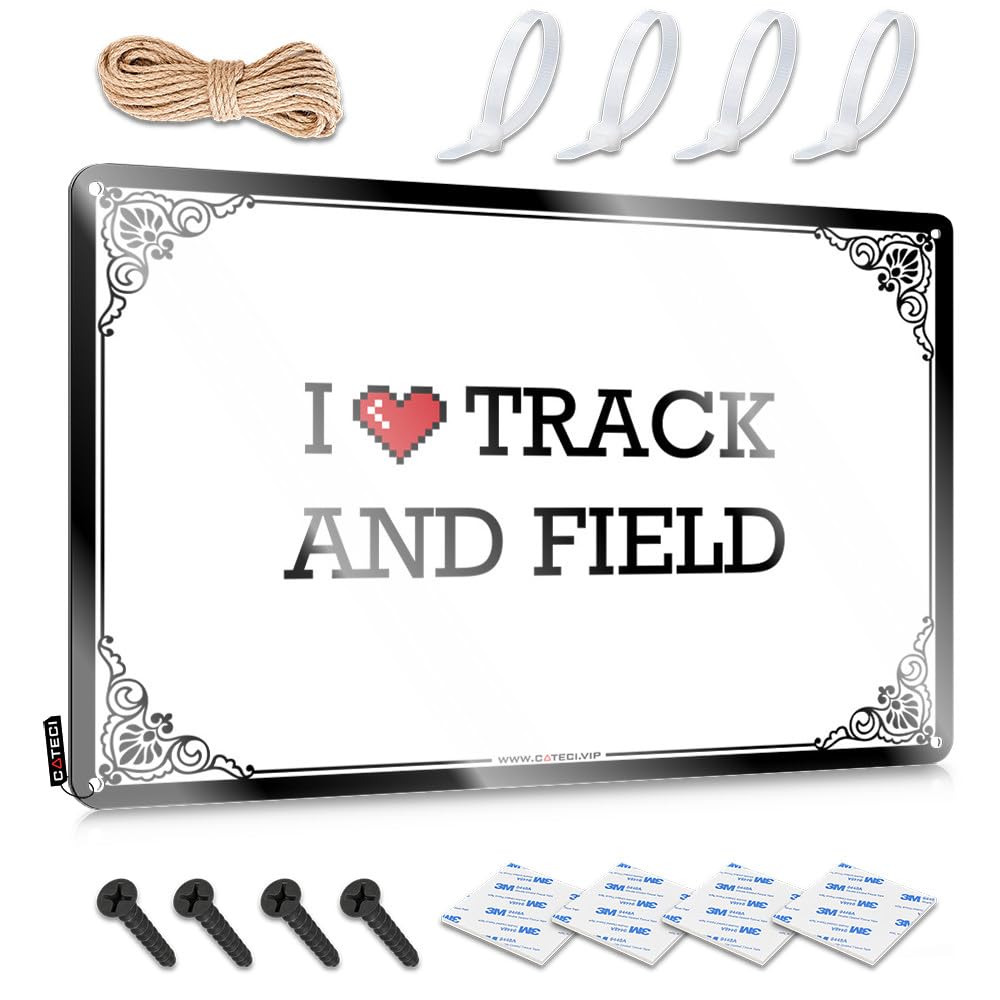 Fzfn Colour Sets Soft Bath Matal Sign | I Love Track And Field Retro For Checkout Living Room(30X40cm)