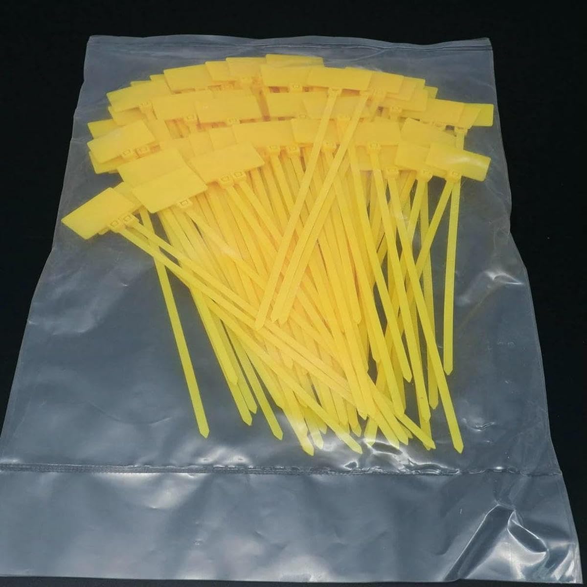 Bsguz 100Pcs Yellow 100Pcs Nylon Cable Ties Tag Labels Loop Self-Locking Zip Tie Wraps Network Fixing Straps Markers 4X150mm 3X100mm 4X200mm-4X200mm