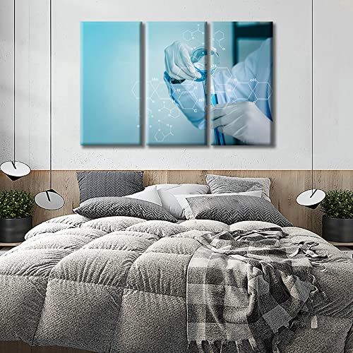 Image of TUMOVO 3 Piece Clinical Laboratory Black and White Wall Art Medical Artwork Wall Decor for Bedroom Medical Scientific Experiments Wall Art Print on Canvas Framed Ready to Hang (42 inch Wx28 H)