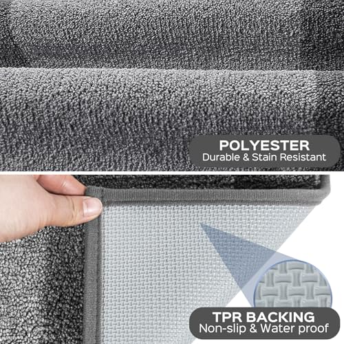Image of Machine Washable Kitchen Rug 24 inch x 70 inch, Non Slip Kitchen Mat for Floor, Absorbent Entrance Runner Rug for Bedroom, Hallway, Bathroom, Door (Roll Packing)