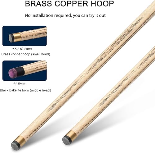 Miniatura 4 de Taco de billar inglés con puntas de taco de 0.394 in, hecho a mano, 57.1 in, 19 onzas, (oscuro)