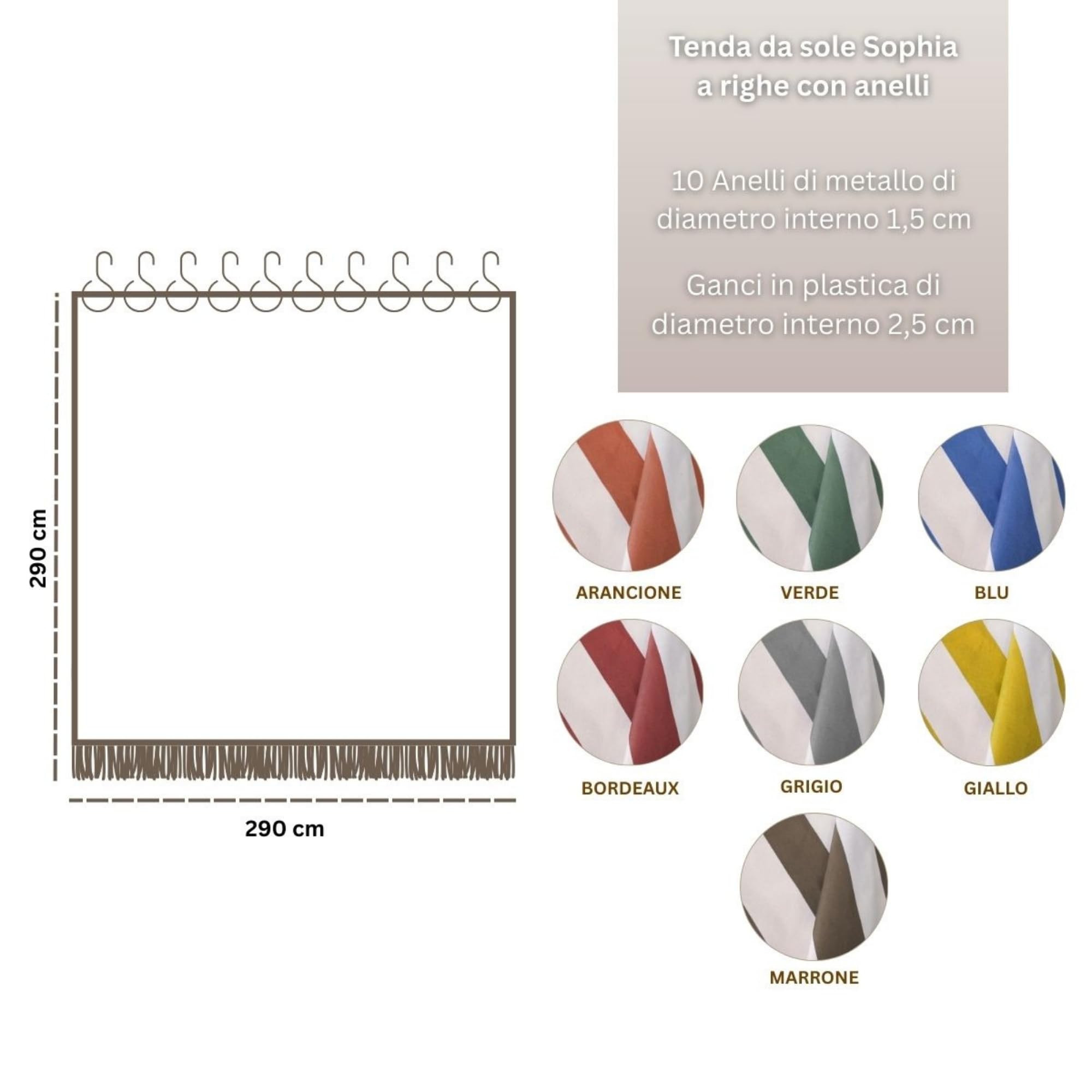 Tenda Da Sole MB 290x290cm Blu - Tenda A Strisce Con Anelli Per Esterni E Giardino - Foto 10