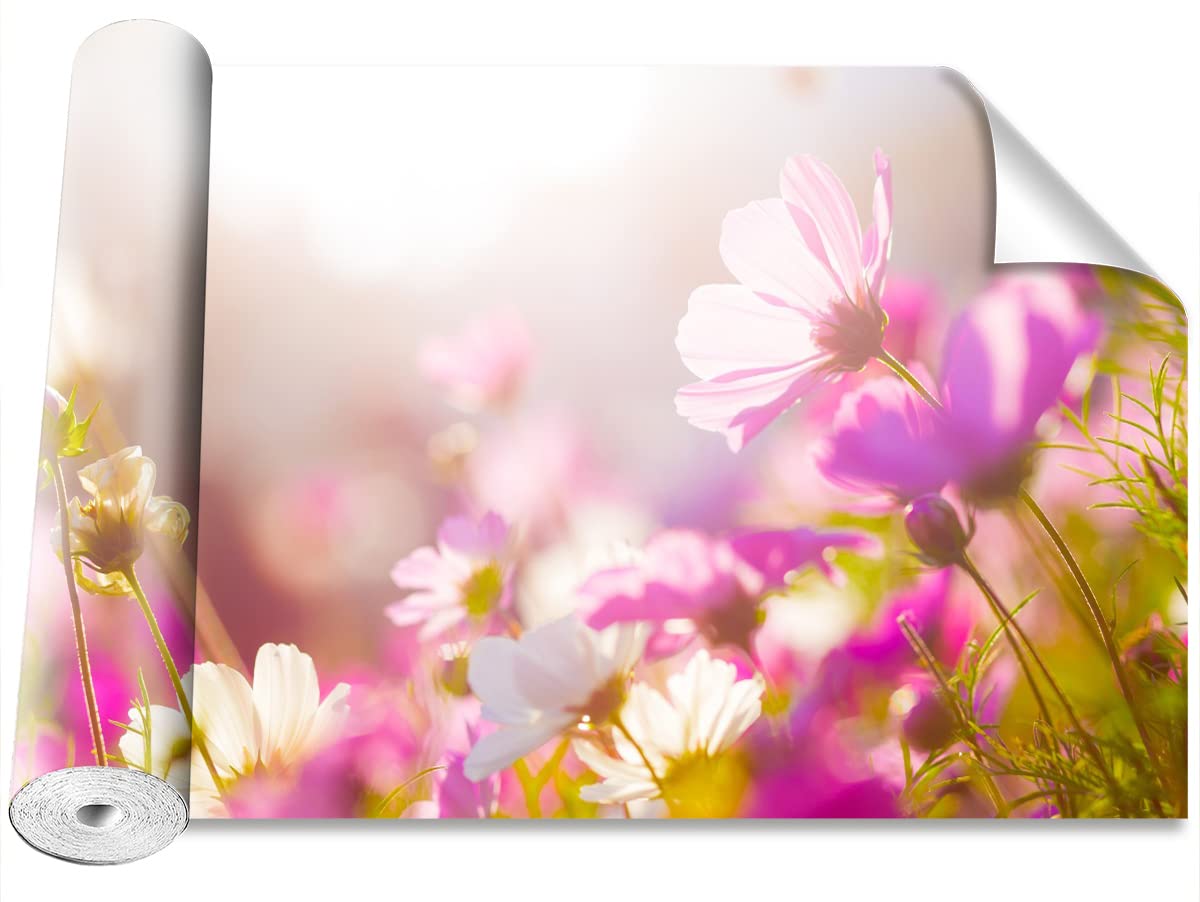 Papier peint fleurs marguerites deco murale camouflage moderne 208x146