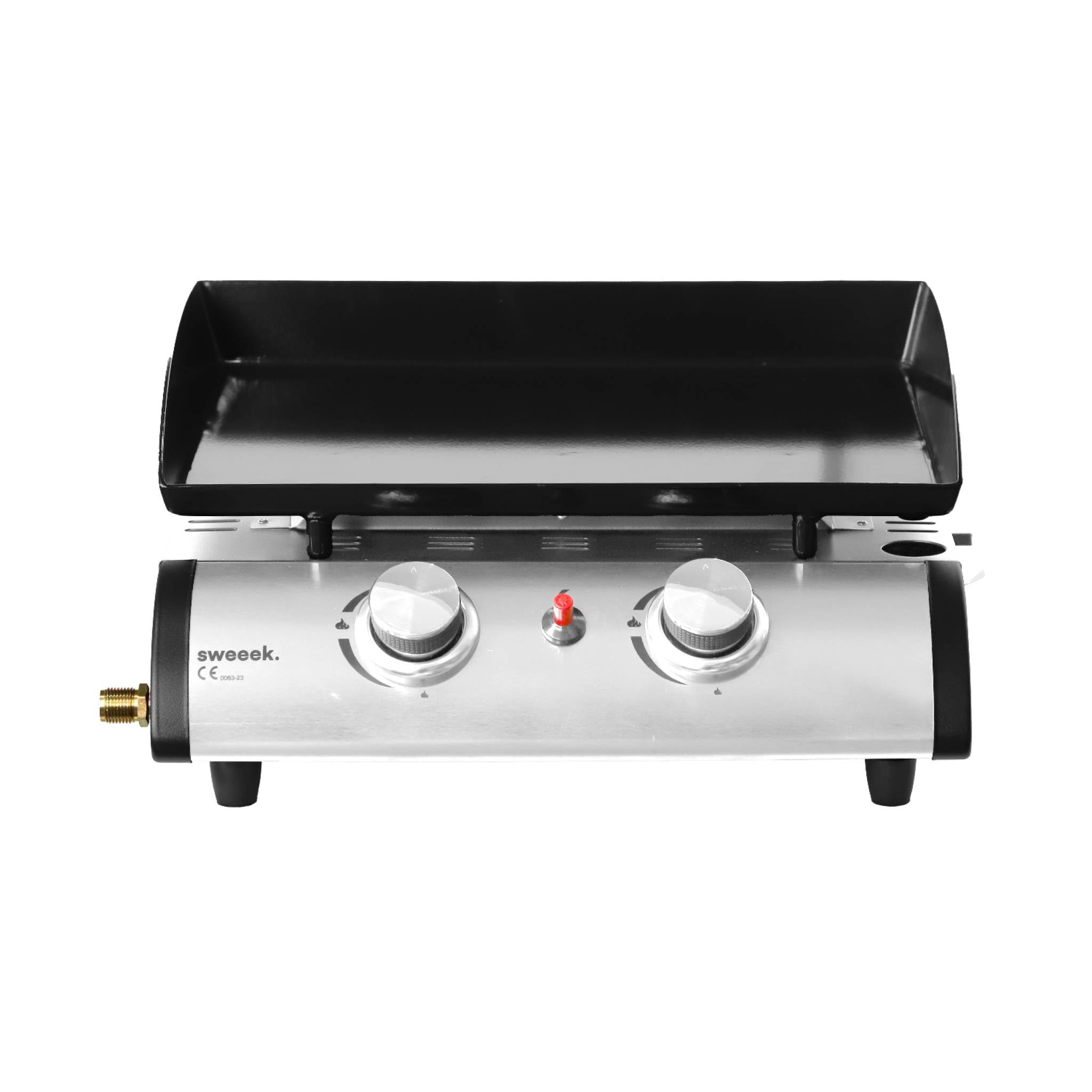 Alice's Garden - Plancha au gaz 2 brûleurs - Porthos - 5 KW. Barbecue. Cuisine extérieure. Plaque émaillée. INOX