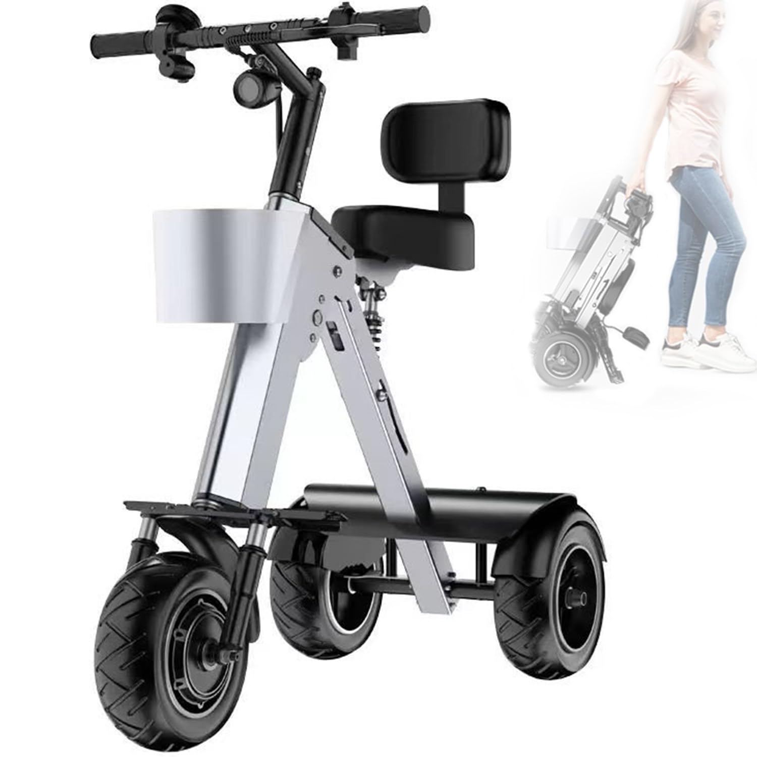 Triciclo Electrico Adulto Triciclo Plegable,Batería Extraíble De 36V/10A,Motor 450 W,Cesta Delantera,Velocidad Ajustable para Adultos Y Ancianos