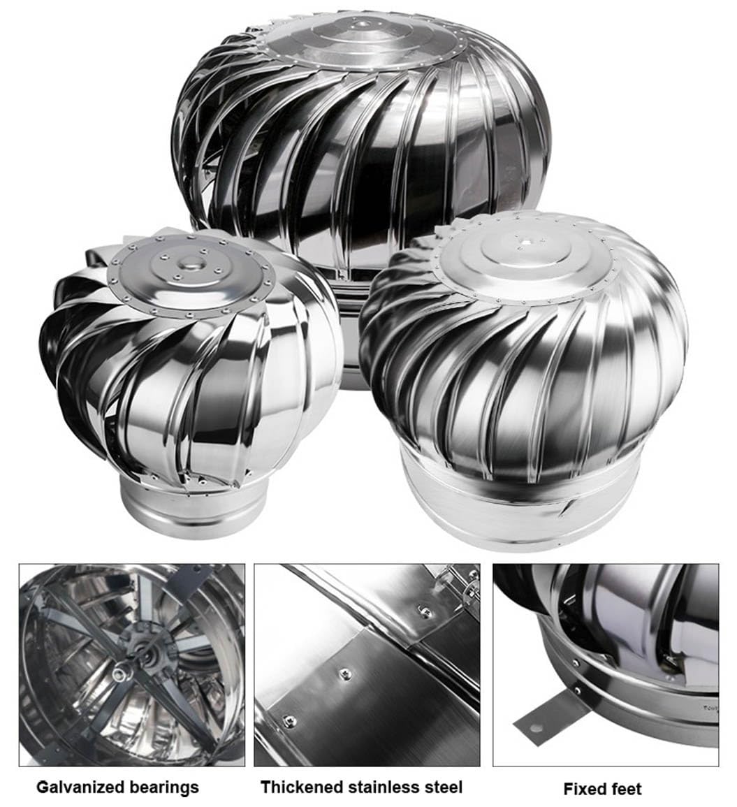 Comignolo Girevole Fumaiolo, Cappello Zincato Eolico, Fumaiolo Tondo Rotondo in Acciaio Inox, Cappello Eolico per Camini, 110/160/200/250/300/400mm (Misurare : 200mm/7.9in)