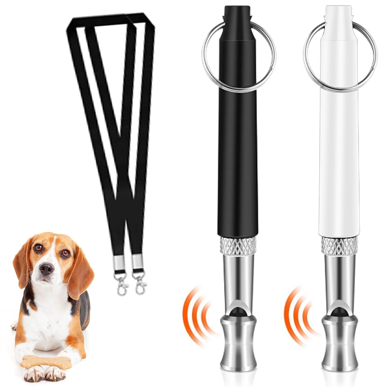 Sifflet de dressage pour chien avec lanière de cou, outil de rappel et contrôle des aboiements