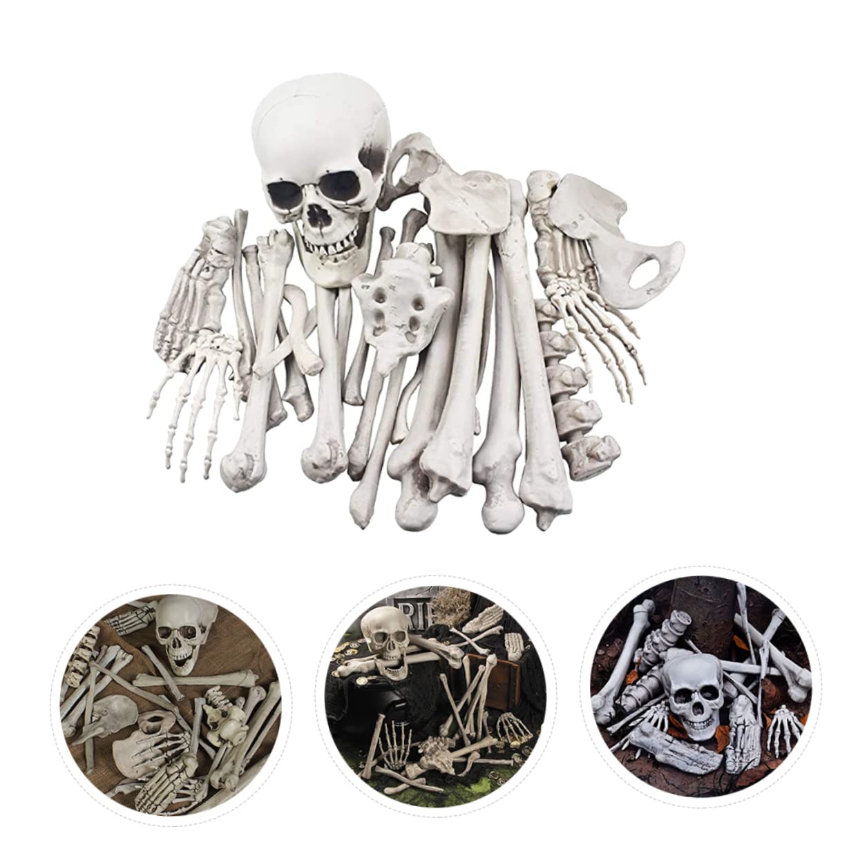 Abaodam 1 Paquete Esqueleto De Cráneo De 28 Piezas Esqueleto Falso Decoración De Esqueleto Decoración del Cráneo De Halloween Decoraciones De Plástico De Succión Abs Verderón Hueso
