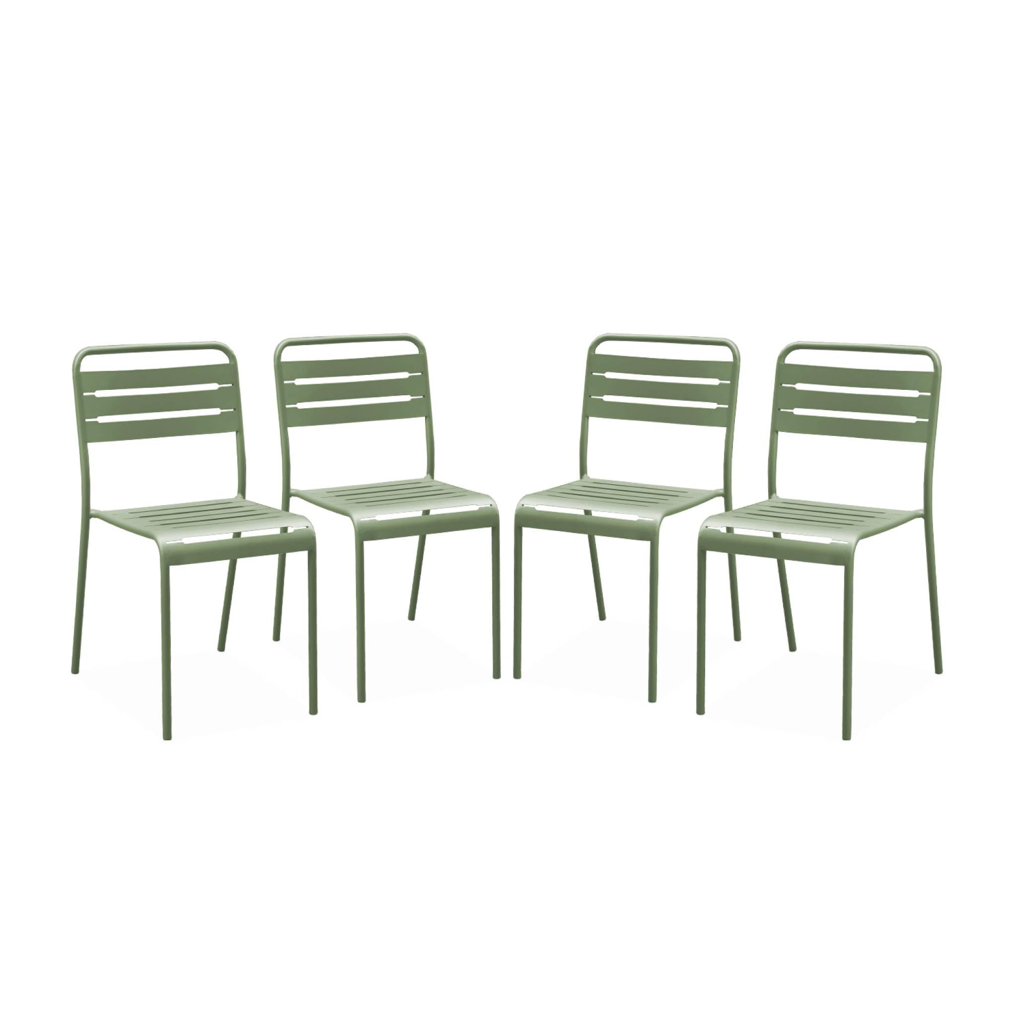Alice's Garden sweeek - Lot de 4 chaises de Jardin Acier. 4 Places. Vert. Amelia. L44 x P52 x H79cm