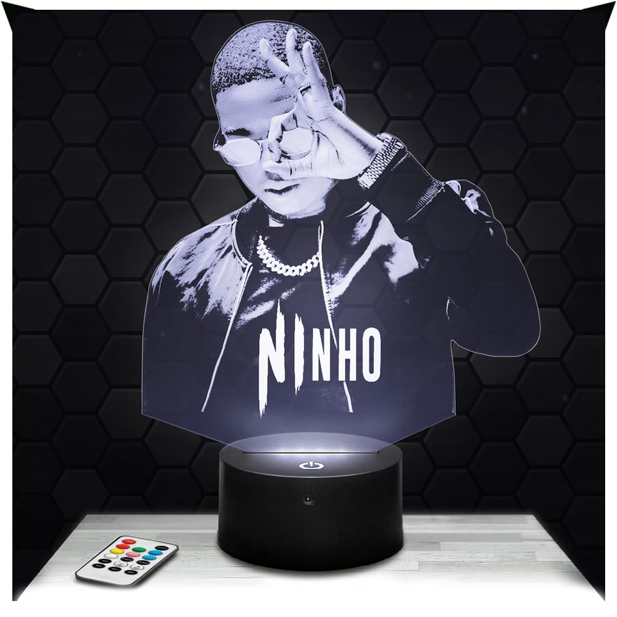 Lampephoto.fr - Rapper Ninho 3D Lamp Night Light 3D LED Illusion Lamp, Christmas Birthday Gift idea for Boys and GirlSCHildren's or Adult Bedroom Night Light, Led BedSidoe, Gifts Merchandising