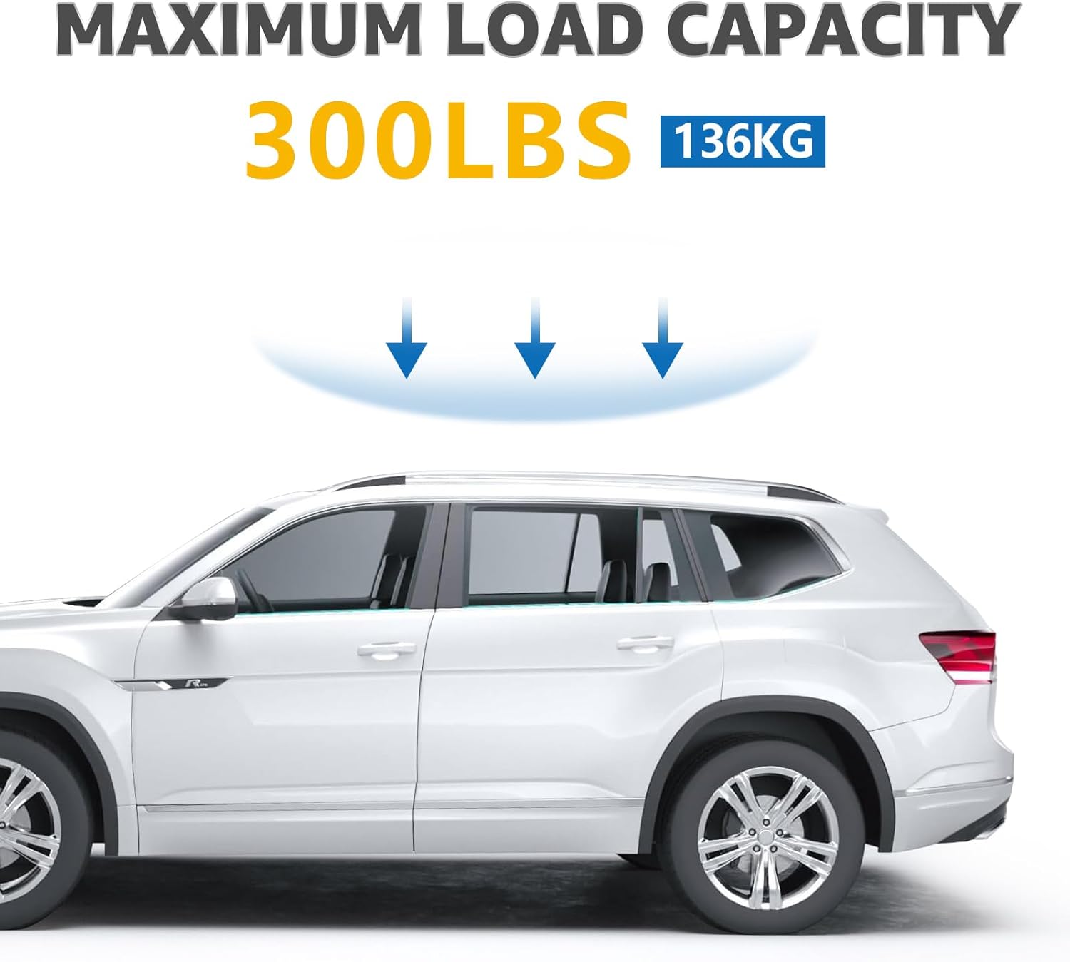 Roof Rack Cross Bars Compatible with Volkswagen VW Atlas 2017-2026 (Not for Atlas Cross Sport), Adjustable Aluminum 300LBS Anti-Theft Lock Cargo Carrier Rooftop Crossbar Accessories for Bike,Snowboard