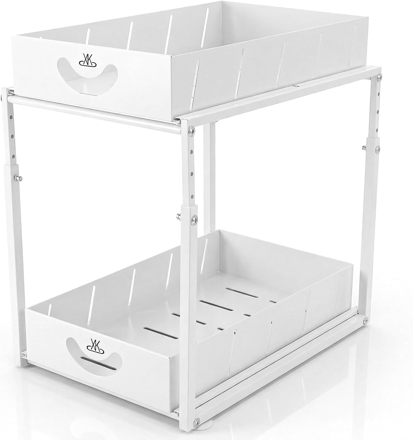 Adjustable Under Sink Organizer, 2 Tier Under Sink Organizers and Storage,Slide Out Metal Cabinet Organizers, Pull Out Cabinet Storage Drawer Shelf for Kitchen Bathroom (1, black)