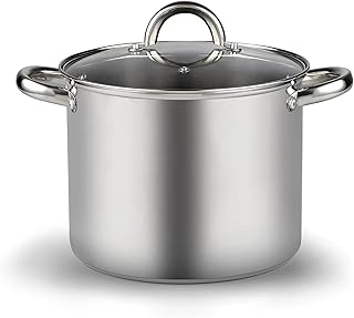 Cook N Home Stockpot with Lid, Basics Stainless Steel Soup Pot, 12-Quart