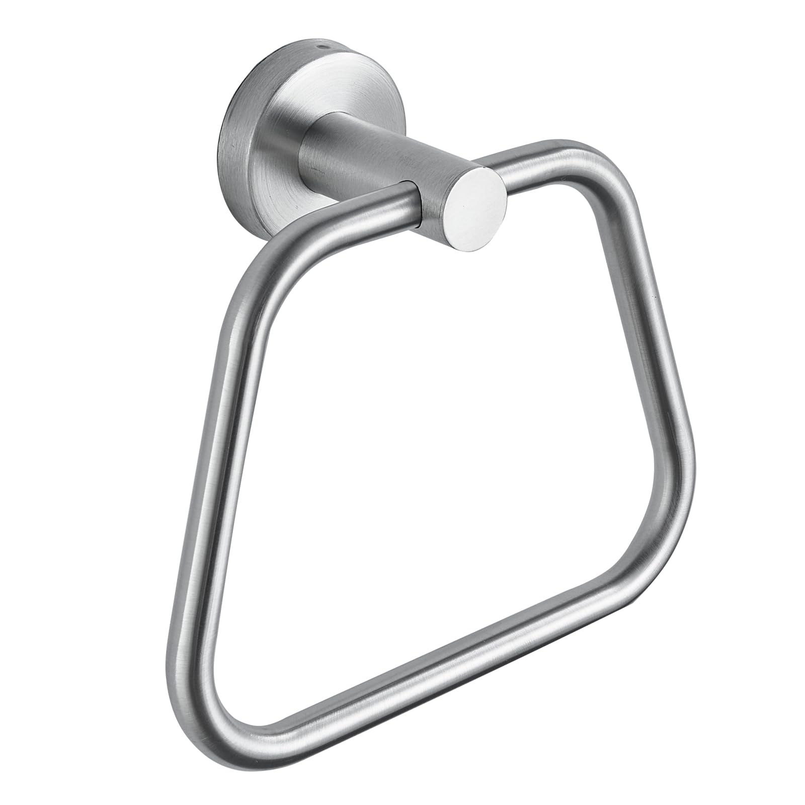 DIYZON Bath Towel Ring, Bathroom Hardware Accessories, Heavy Duty 304 Stainless Steel Towel Holder, Contemporary Trapezoid Wall Mounted Towel Rack (Brushed Nickel)