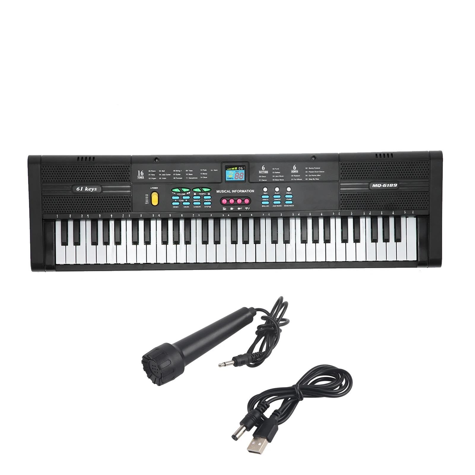 Elektroniczny Instrument Fortepianowy Profesjonalne Pianino Elektroniczne Dla Początkujących 61 Klawiszy Wielofunkcyjne Z Kablem USB I Mikrofonem