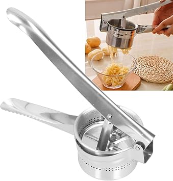 Orret Home Stainless Steel Mashed Potatoes Press, 3 in 1 Manual Fruit and Vegetable Press, Potato and Vegetable Crusher for Versatile Use in the Kitchen