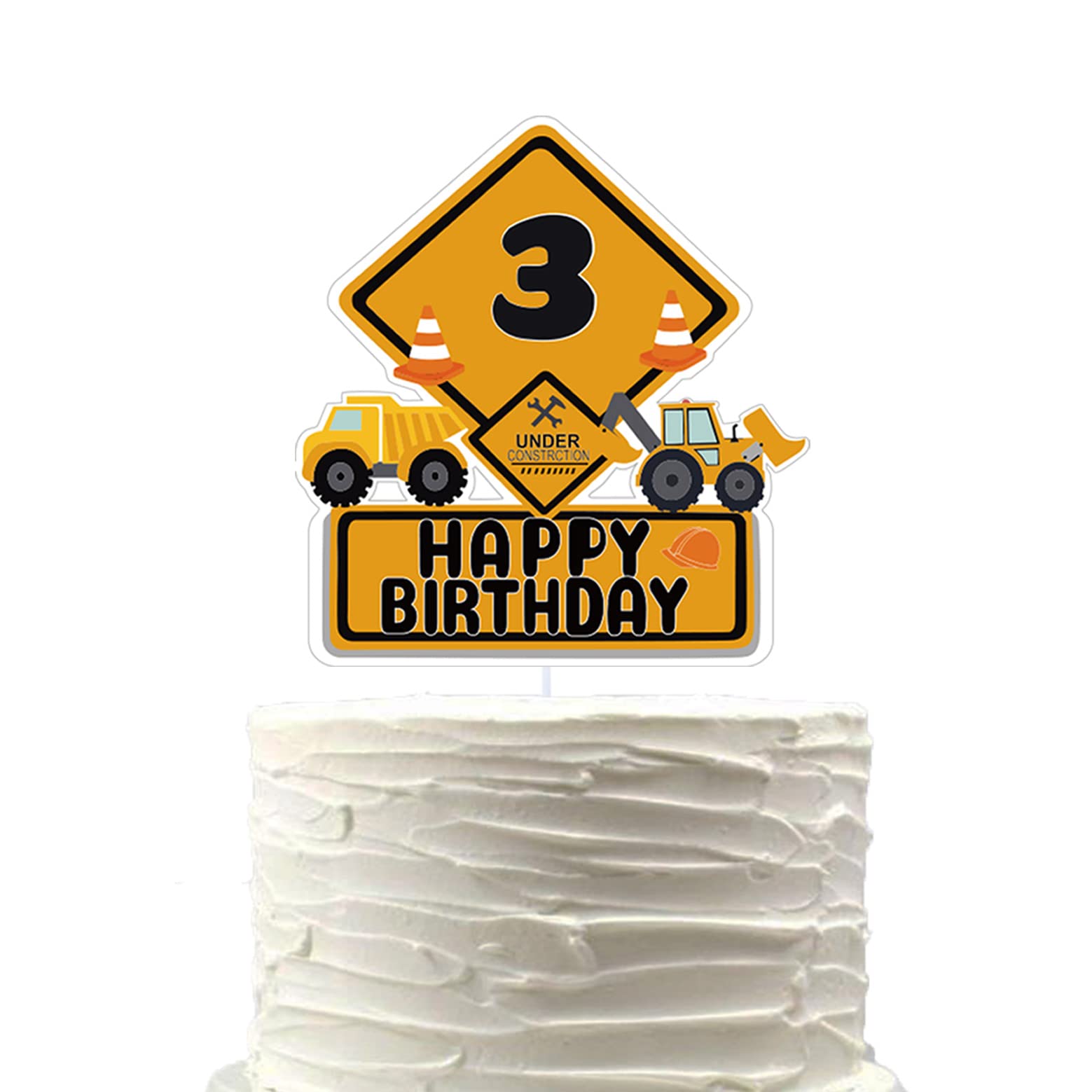 Construction Excavator Cake Topper For 3rd Birthday - Bulldozer Truck Decor, Kids Party Supplies