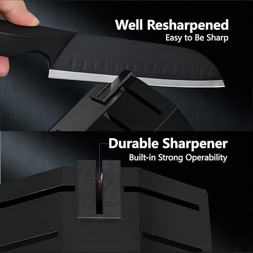 Miniatura 4 de Kuisine Juego de cuchillos de cocina de una sola pieza, 15 piezas, acero inoxidable alemán de alto carbono ultra afilado, mango ergonómico de acero