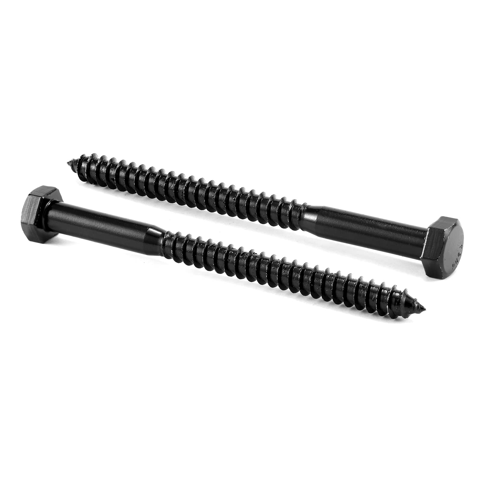 1/2" x 4" Hex Head Lag Screws Bolts 10Pcs 304 Stainless Steel 18-8, Partial Thread, Hexagon Head Wood Screws by Black Oxide by SG TZH