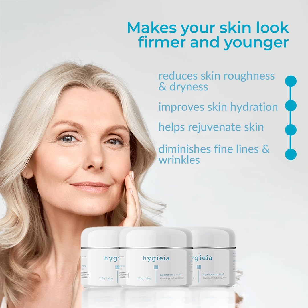 Hygieia + Encapsulated Hyaluronic Acid Face Moisturizer – Hydrating Liposomal Face Cream for Women & Men – Fast & Deep Cellular Absorption for Daily Skin Hydration, Firming, Toning & Elasticity, 4oz