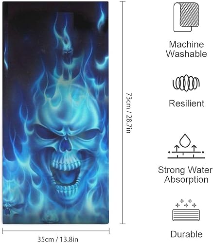 Miniatura 2 de Blue Flame Skull Bath Towels Soft Absorbent Beach Towel Hotel Spa Bathroom Face Towel