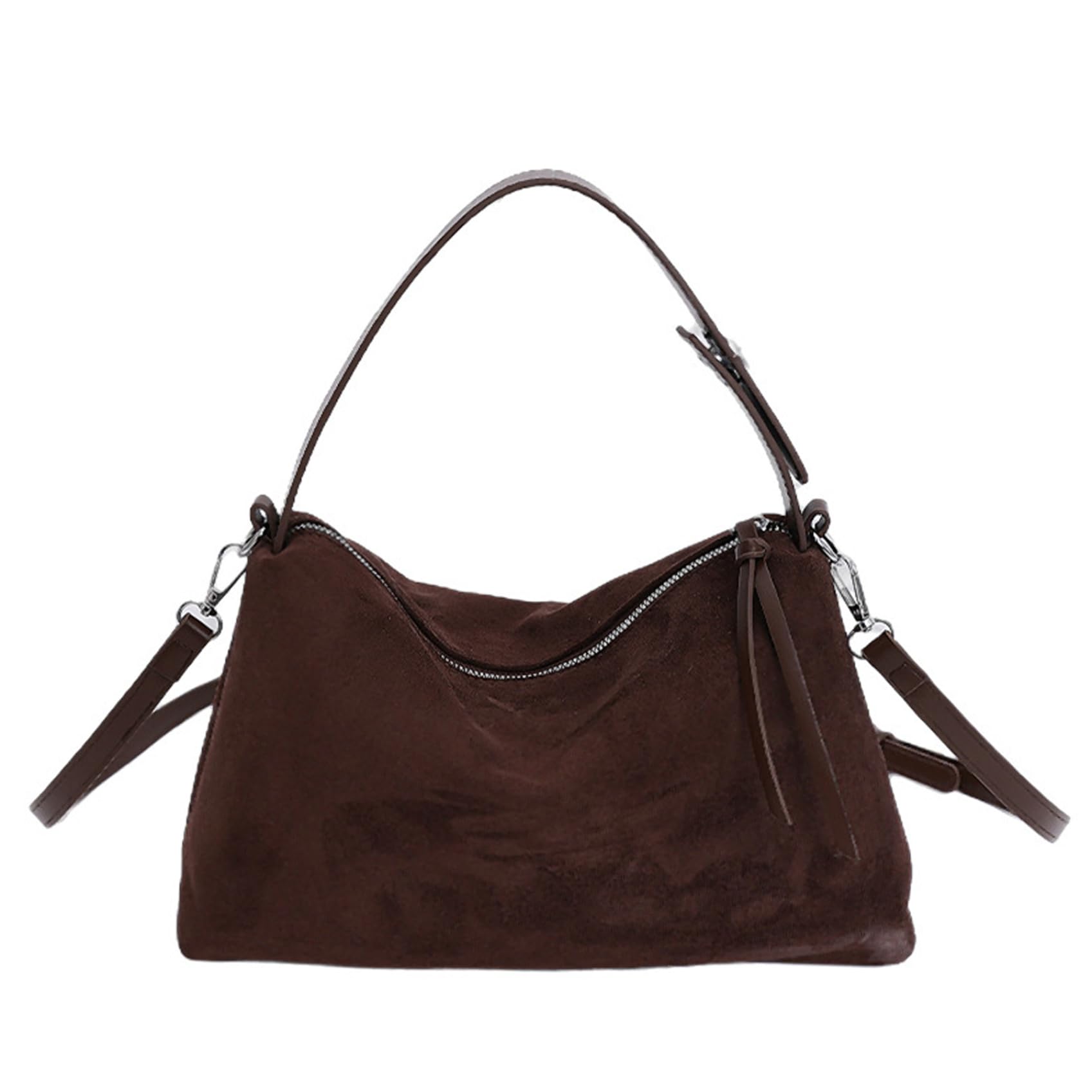 Ameble Brown Suede Crossbody Bag Vintage Slouchy Suede Bag Shoulder/Handheld Brown Purse for Women Work Travel Crossbody, Bags for Women, Slouchy, Shoulder