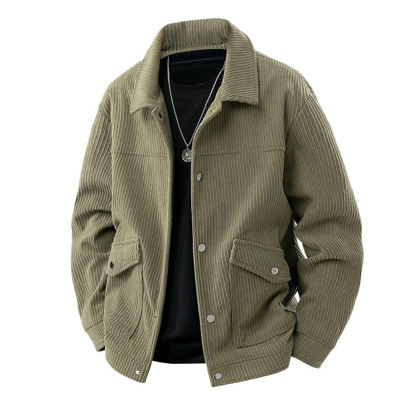 Veste à revers homme velours côtelé à rayures style décontracté