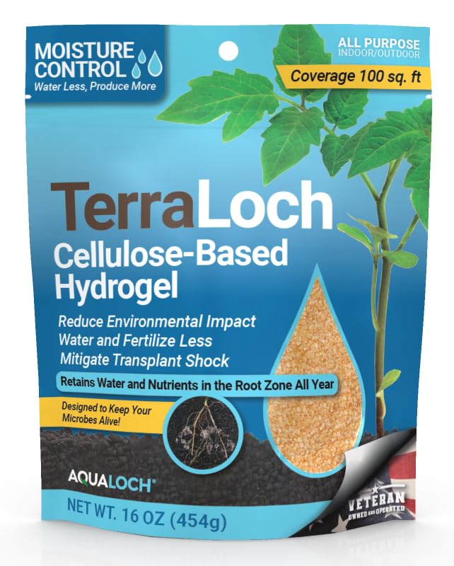 TerraLoch Cellulose-Based Hydrogel | Natural Water Storing Crystals for Soil | Helps Water-Loving...