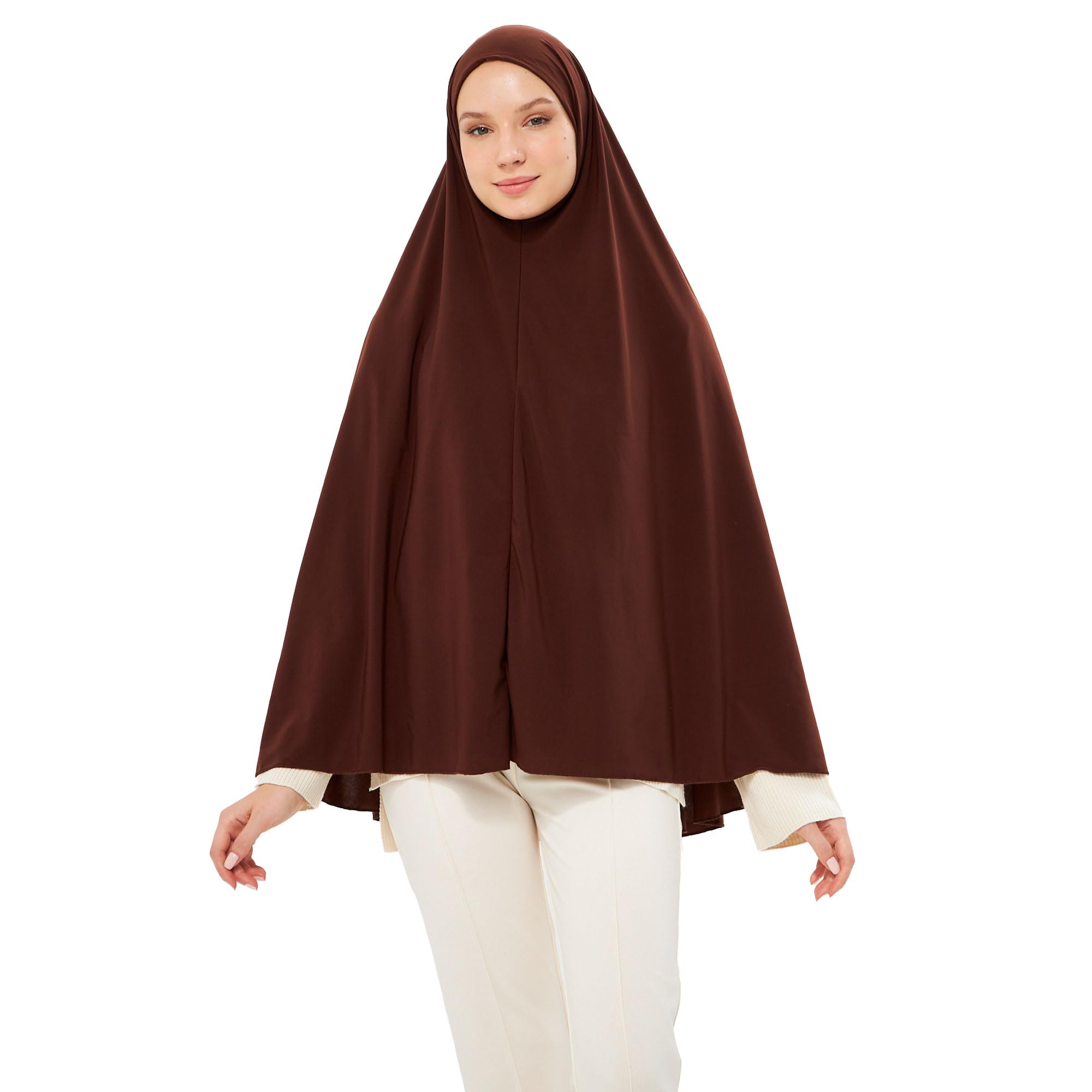 Muslim High Stretch Hijab Khimar Pure Color Half-body Cover Hijab | Muslim Islamic Ramadan Women Prayer Dress Burqa Soft