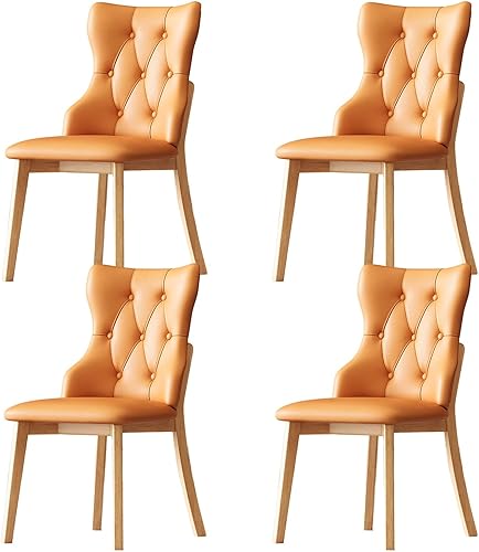 Miniatura 18 de Upholstered Dining Chairs with Backrest,Kitchen Chairs Leather,Living Room Chair with Wood Legs for Home, Restaurant, Hotel, Conference Room, Orange