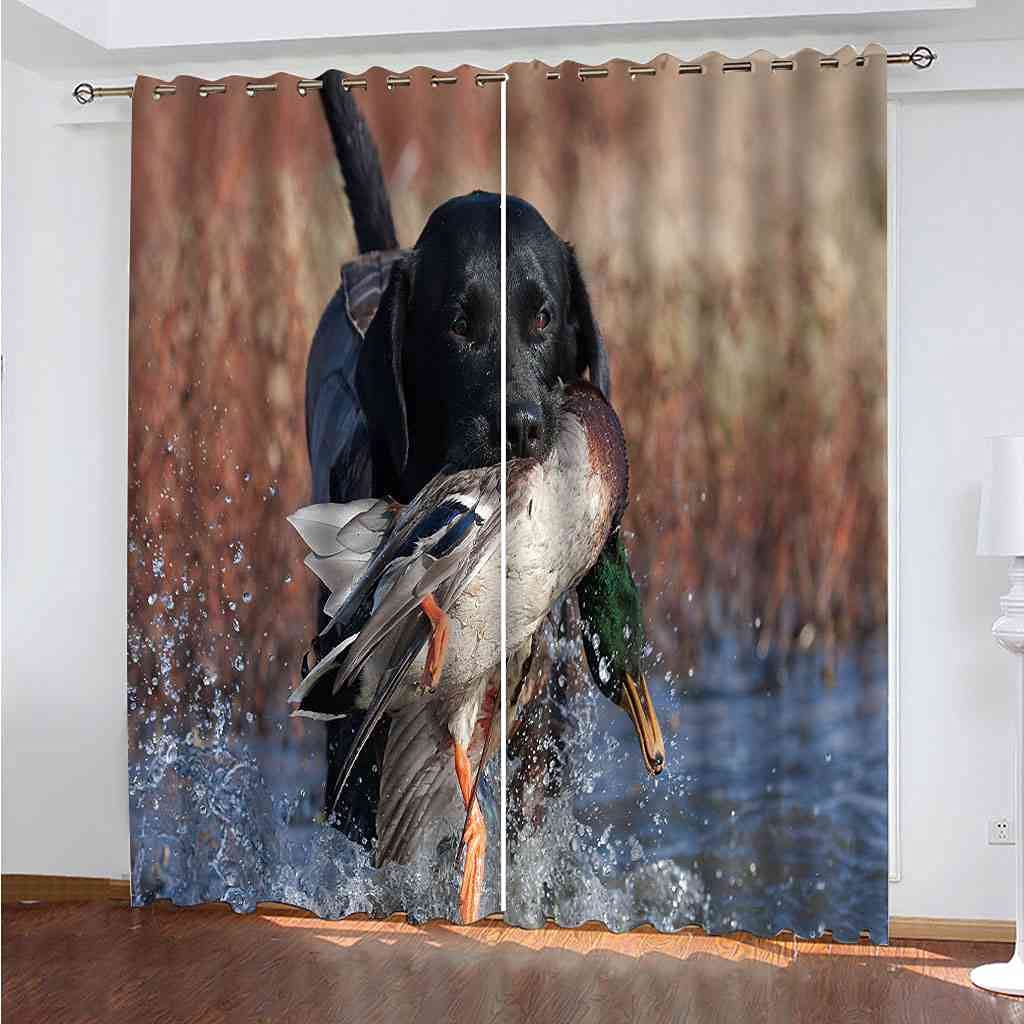 Rideau de fenêtre moderne pour chambre enfant motif chien noir 3D déco maison