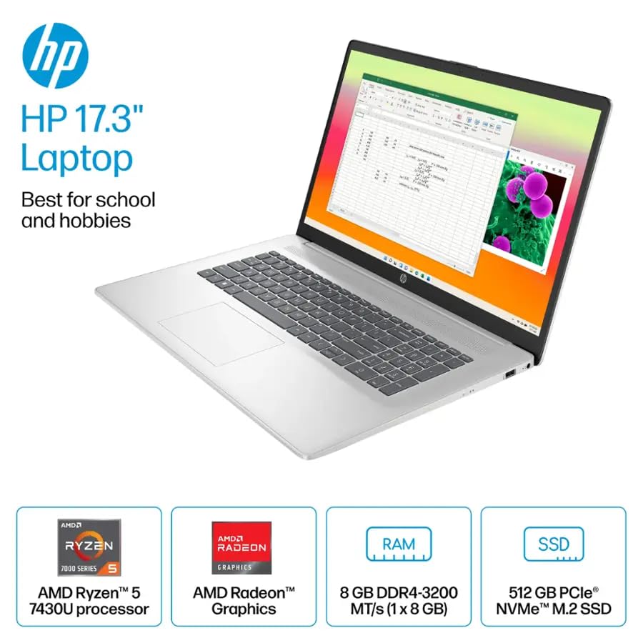 Image of HP 17.3 Inch Business & Student Laptop | FHD Anti-Glare Display | 16GB RAM, 1TB SSD | AMD 6-Core Ryzen 5 7430U (beat i5-1334U) | 8HR Battery | WiFi 6 | AI-Powered Copilot | Windows 11 Pro