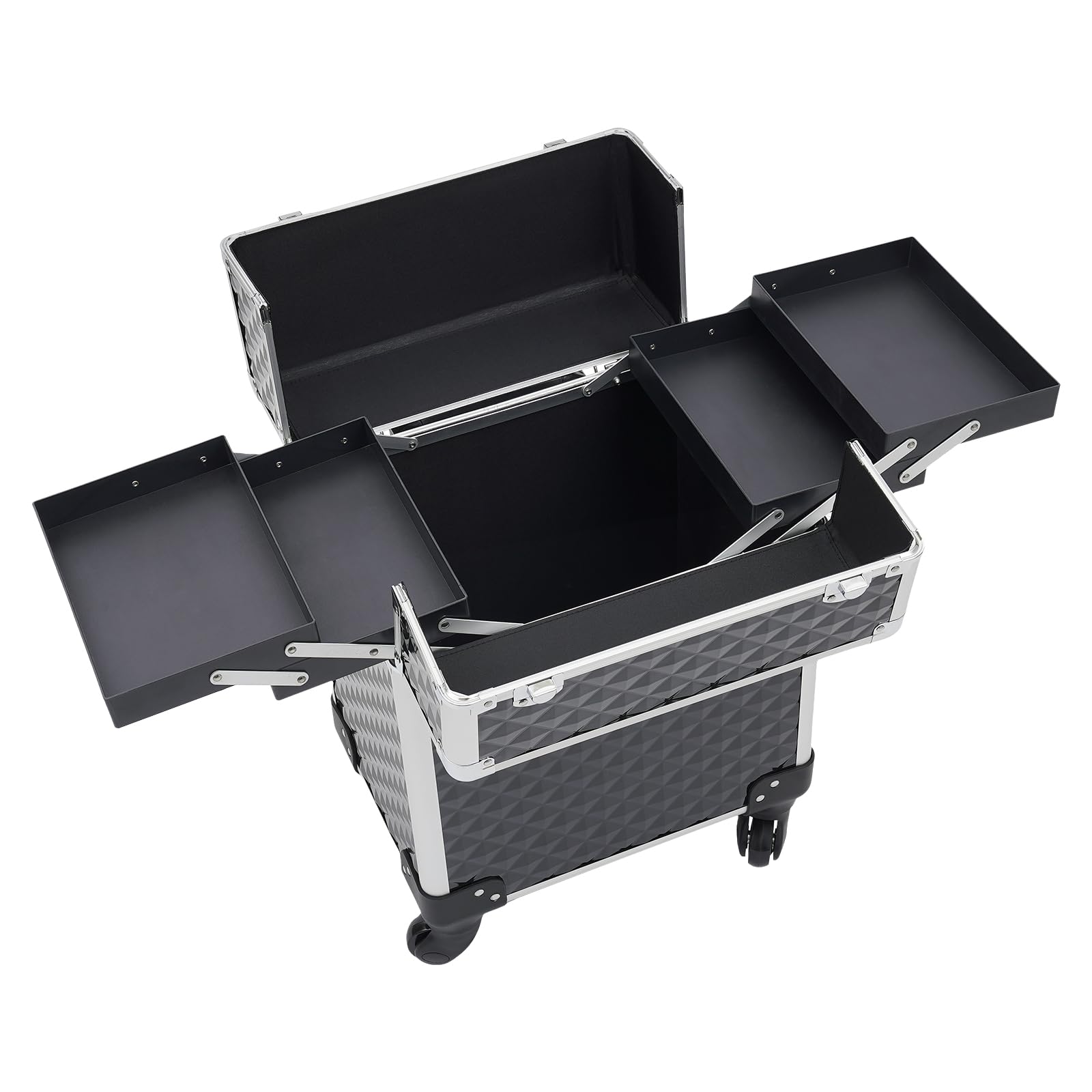 Beauty - Valigetta per trucchi con 2 scomparti pieghevoli, trolley con chiusura a chiave, 34 x 24 x 41 cm