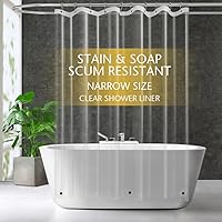 Vista 31 de Forro de Cortina de Ducha de Plástico Transparente de Tamaño Estrecho, 42x72 Pulgadas, Plástico Transparente Delgado y Liviano para Baño con Ojales