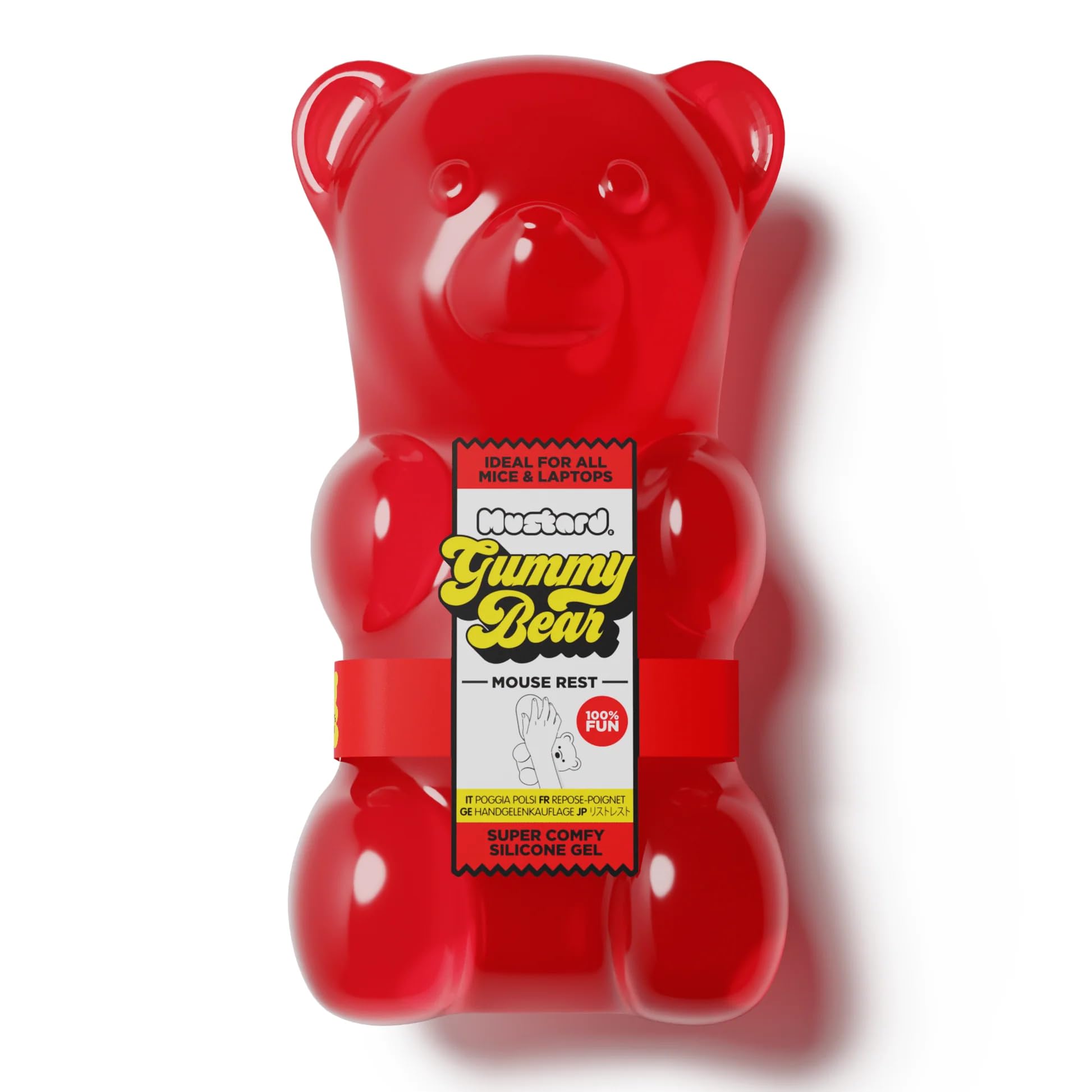 Mouse Rest Bear Shaped Gummy Super Soft Silicon Gel - Red Ideal for All Mice & Laptop