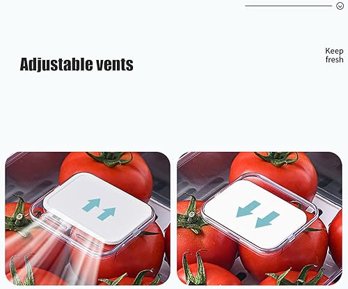Miniatura 4 de Contenedores transparentes de almacenamiento para refrigerador, juego organizador de cajones apilables para refrigerador con asa, cajas de
