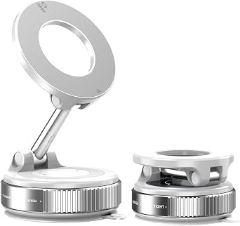 snanlen Upgraded 360 Nano Gel Vacuum Magnetic Phone Holder, 108+LBS Heavy Duty Suction Cup Phone Mount for Car Dashboard & Windshield, 3000gf MagSafe Compatible with iPhone 17/16 Pro Max White
