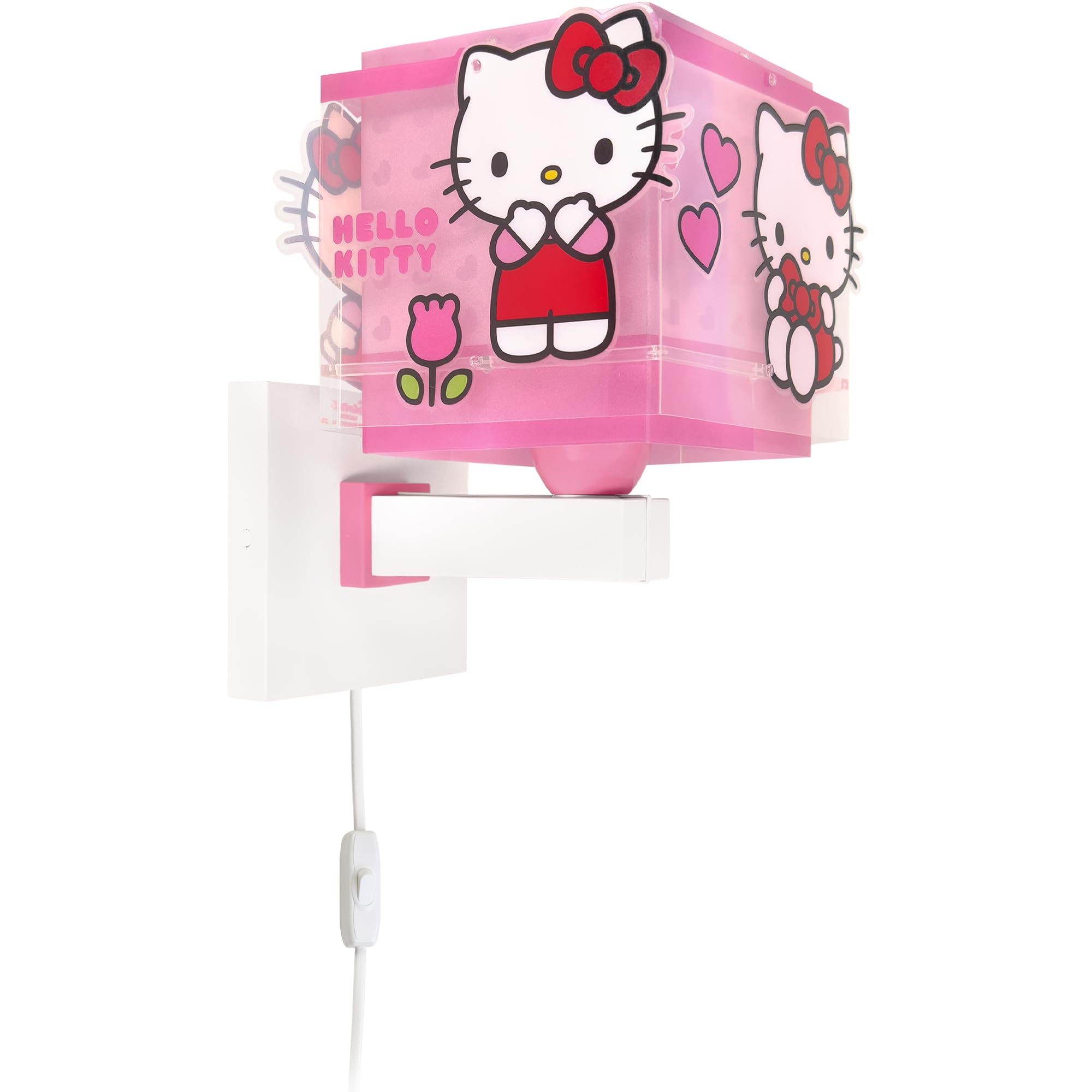 Dalber Lámpara Aplique Pared Infantil Hello Kitty 73269 E27 | Lámpara aplique de pared con instalación directa a la corriente o mediante cable con interruptor incluido.
