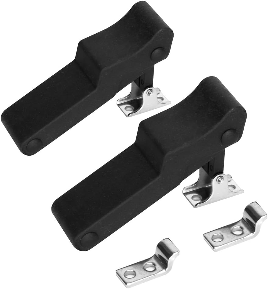 2pcs Flexible Soft Black Rubber Draw Latch Over Center thermoplastic elastomer Boat Latch with Concealed Keeper for Cooler, Boat Compartment,Cargo Box