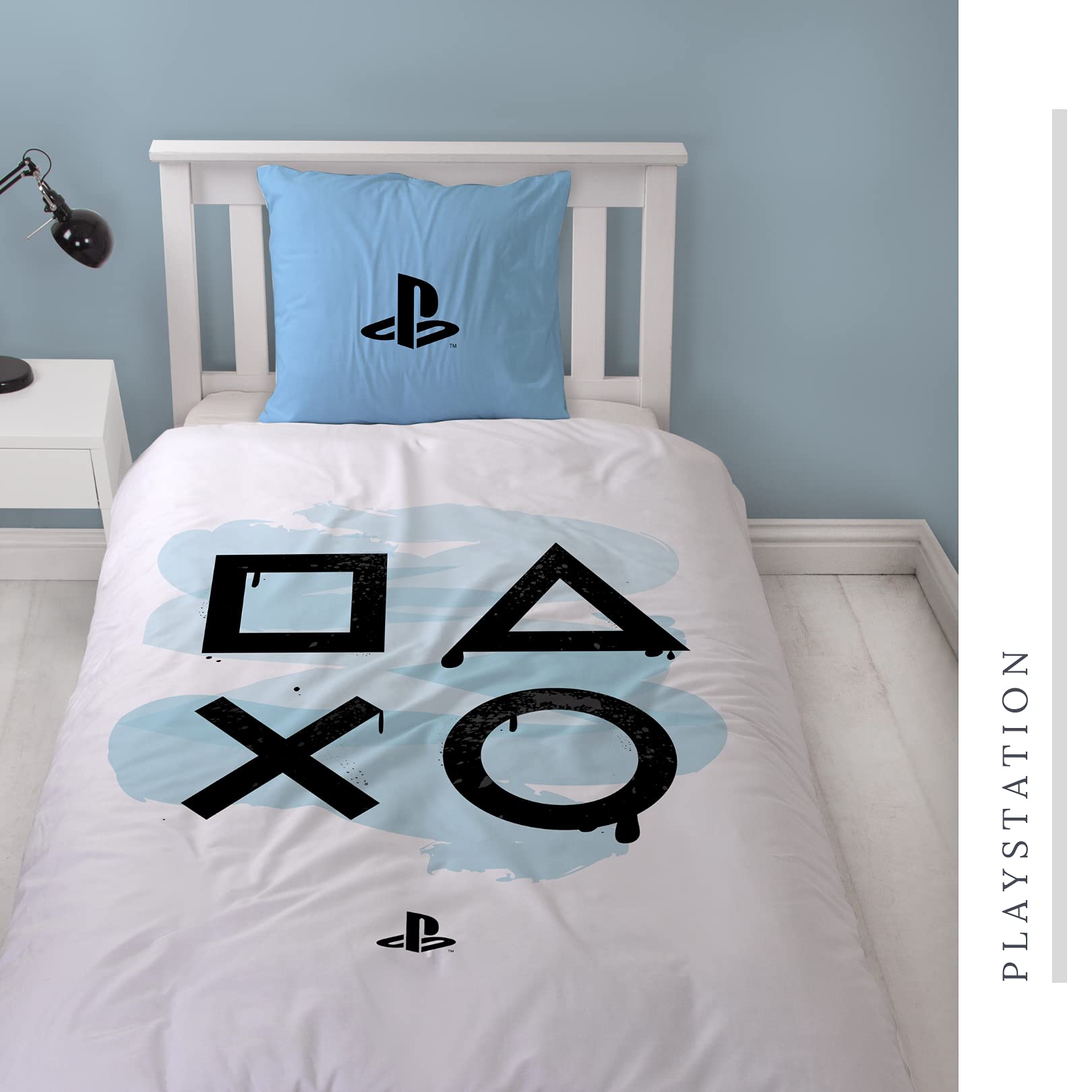 Playstation Bettwäsche 200x135 Cm + 80x80 Cm – 100% Baumwolle, OEKO-TEX, Gaming-Design