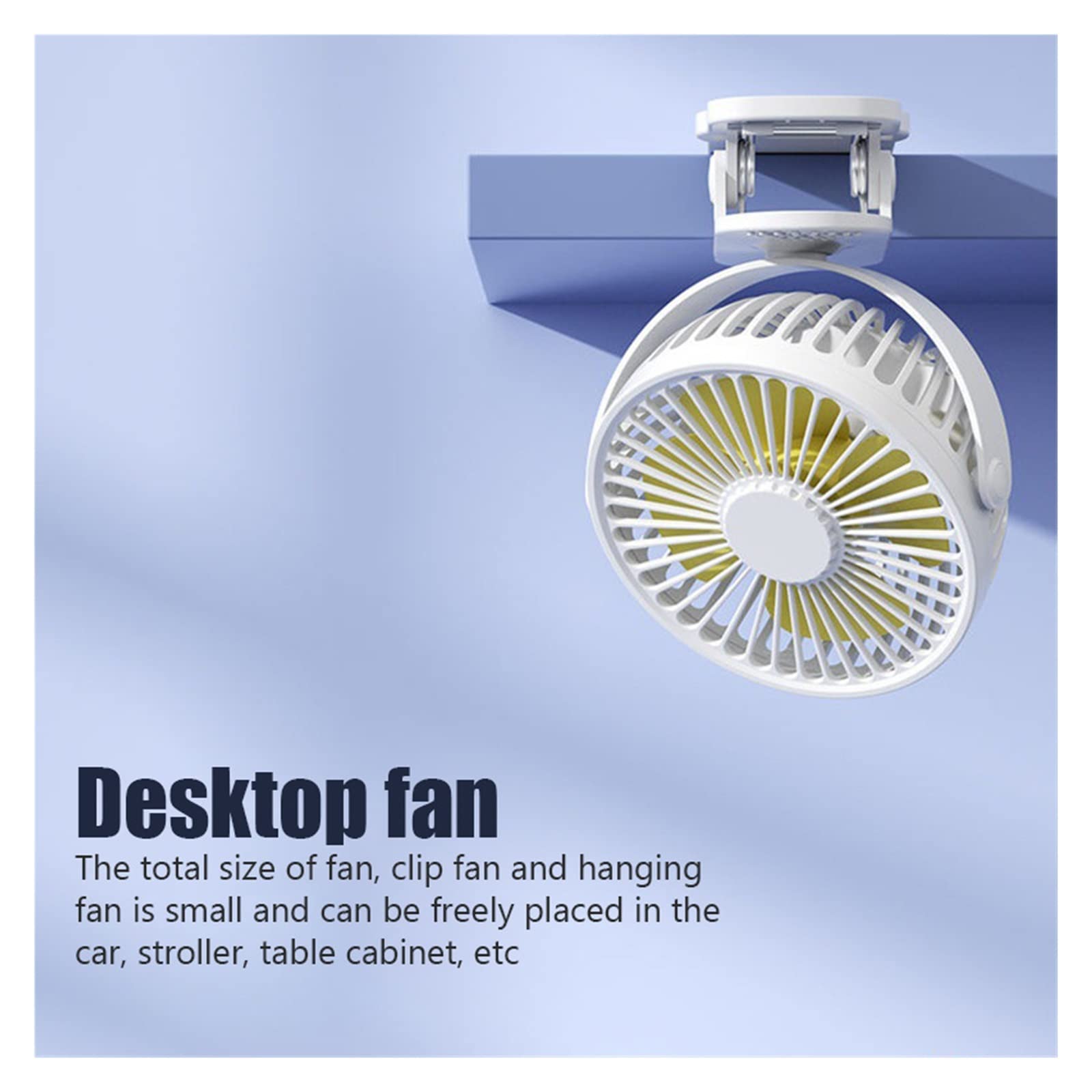 XJBTBA Ventilatori Portatili, Mini Ventilatore Portatile con Clip USB Ricaricabile Silenzioso Desktop Dormitorio Elettrico per Studenti Piccolo Ventilatore di Raffreddamento(Nero)