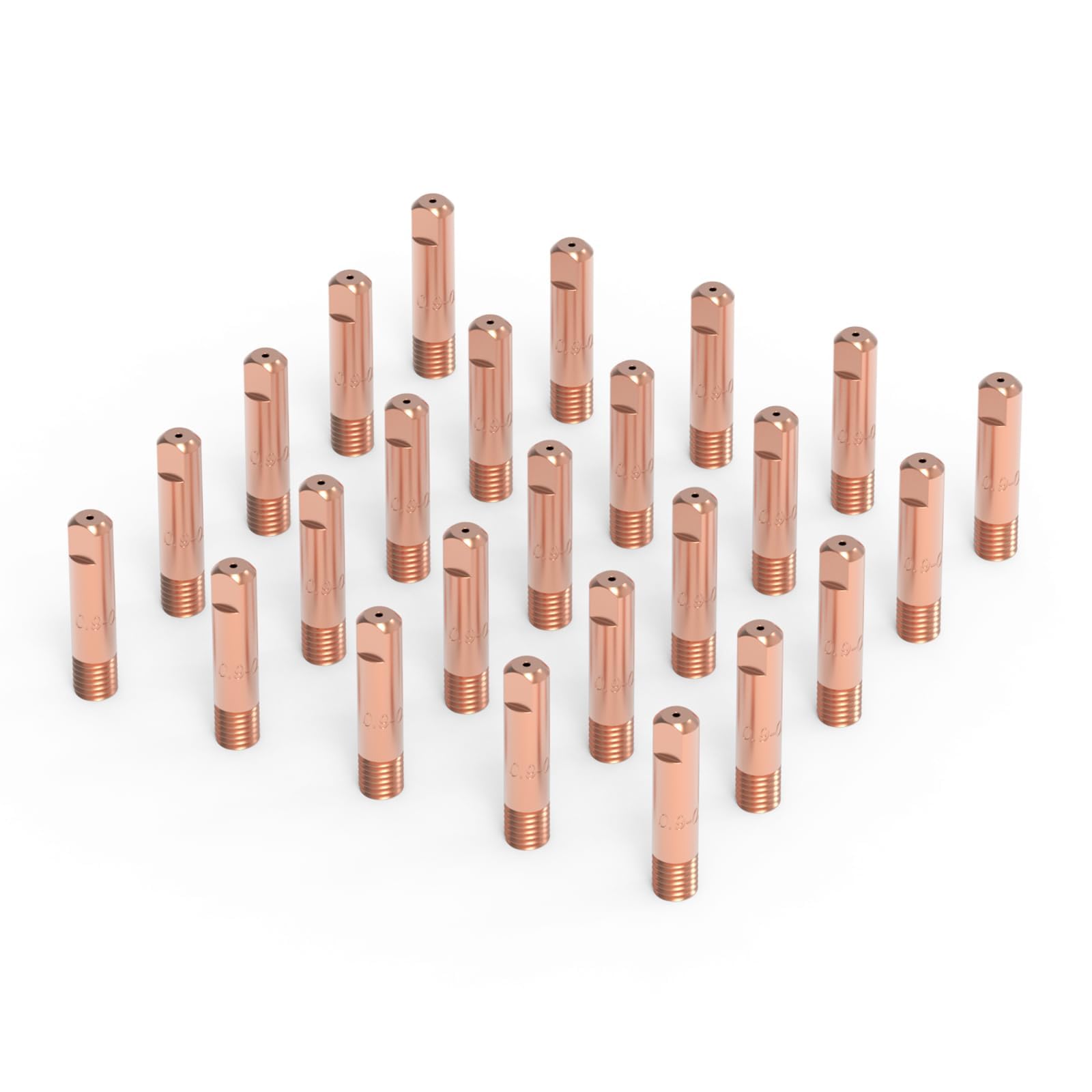 Zywq Light Welding Contact Tip, 25 Pcs 0.8 Mm Welding Gun Contact Tip, Copper Tip For 15Ak Mag Mig