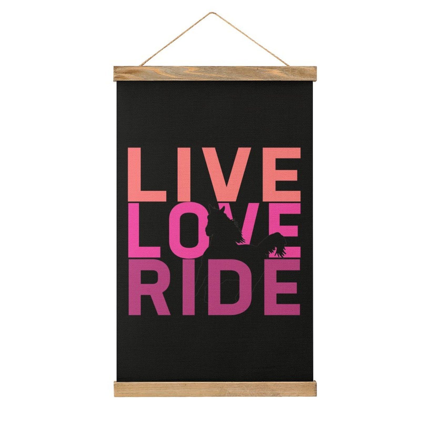 CGSBNGHA Live, Love, Ride Horse Wall Art Prints Linen Hanging Painting Scroll Paintings Pictures Decor for Home