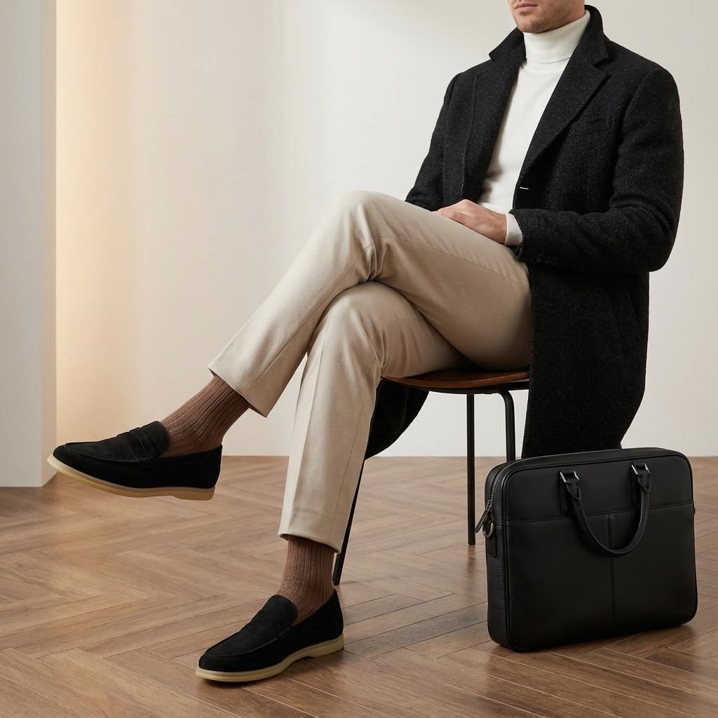 CUSHIONAIRE Selby Men's Genuine Leather Slip-On Casual Penny Loafers – Memory Foam, Rubber Sole - Image 2