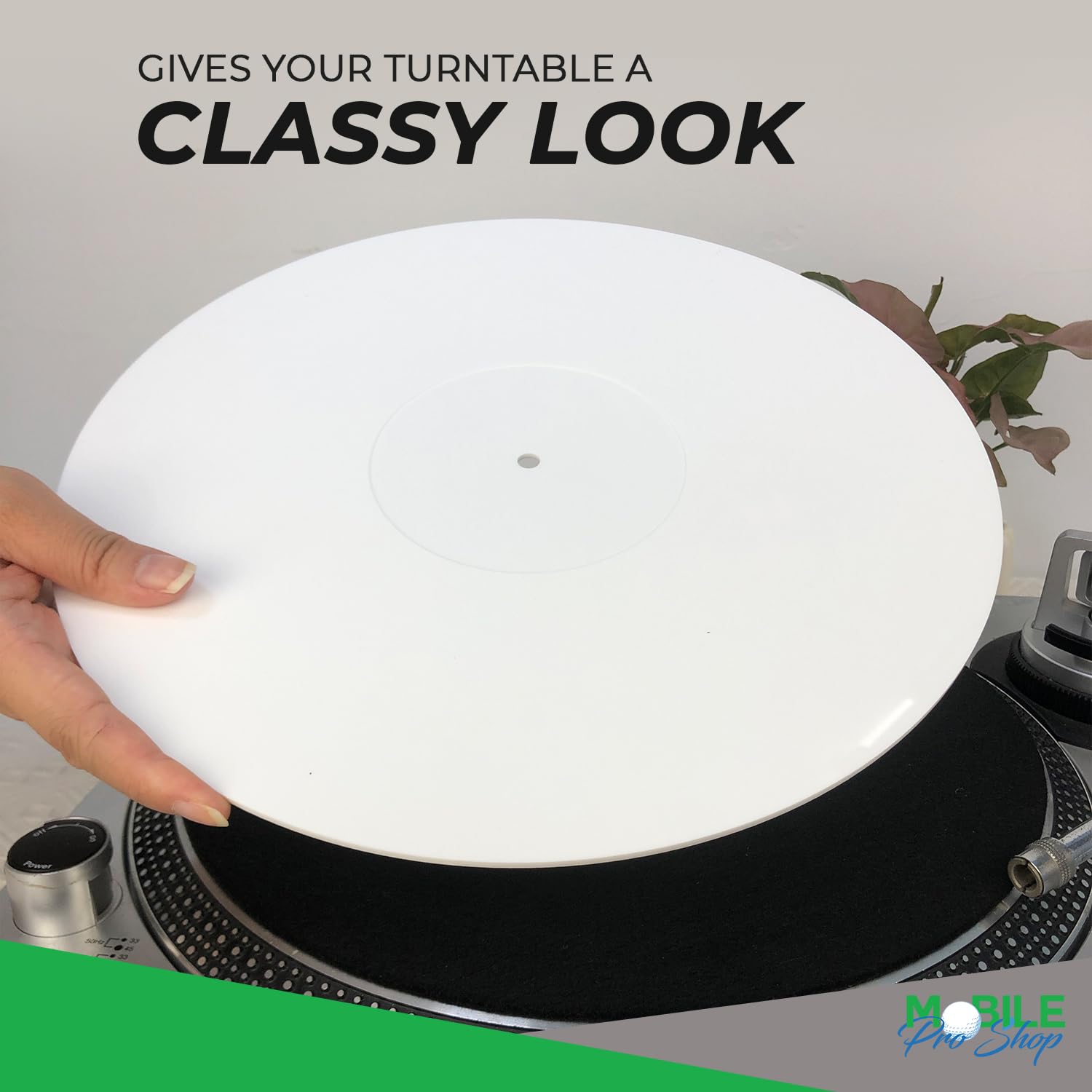 Alfombrilla de acrílico para tocadiscos de vinilo LP – 2,7 mm de grosor proporciona bajos más apretados y mejora la calidad de sonido – Alfombrilla de plato de 12 pulgadas (blanco)