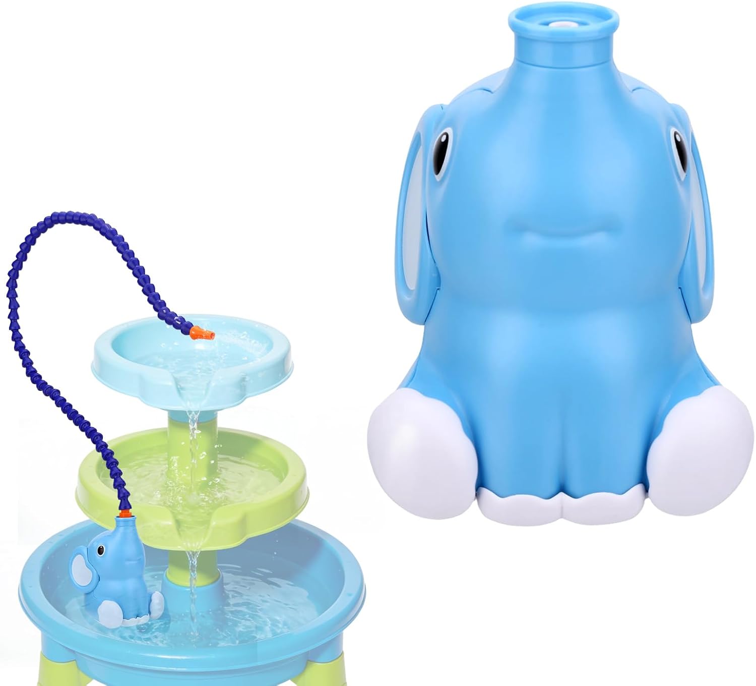Water Table Pump, Elephant-Shape Battery Operated Continuous Flow Water Table Pump Children Outdoor Summer Beach Toy for Beaches Swimming Pools Parks Courtyards